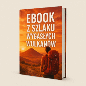 3D okładka eBooka "EBOOK ZE SZLAKU" przedstawiająca cyfrową książkę o wyprawie przez Szlak Wygasłych Wulkanów na Dolnym ŚląskU